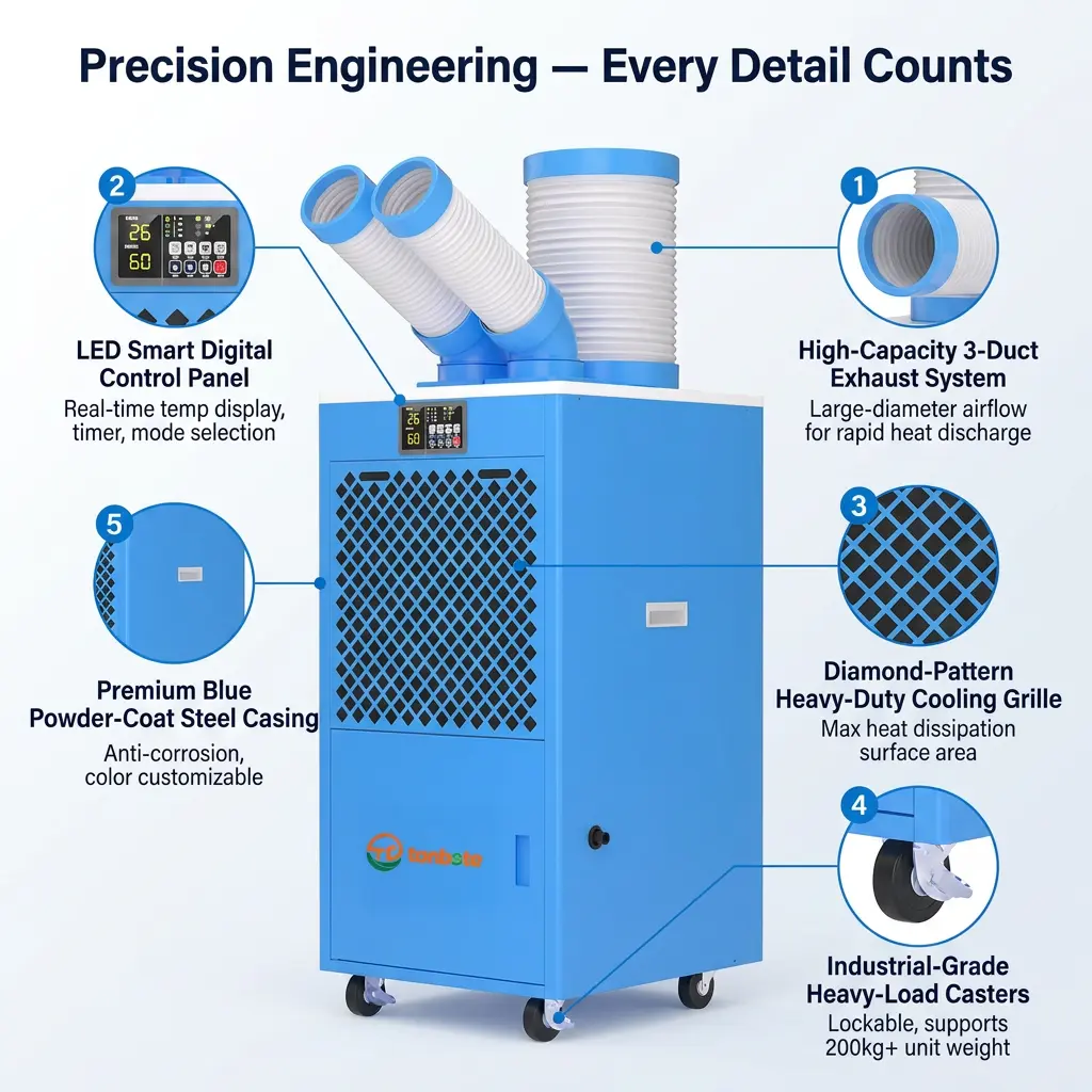 OEM/ODM Portable Industrial AC Unit Caster Wheel Warehouse Server Room Emergency Temporary Cooling Machine OEM/ODM Portable Industrial AC Unit Caster Wheel Warehouse Server Room Emergency Temporary Cooling Machine