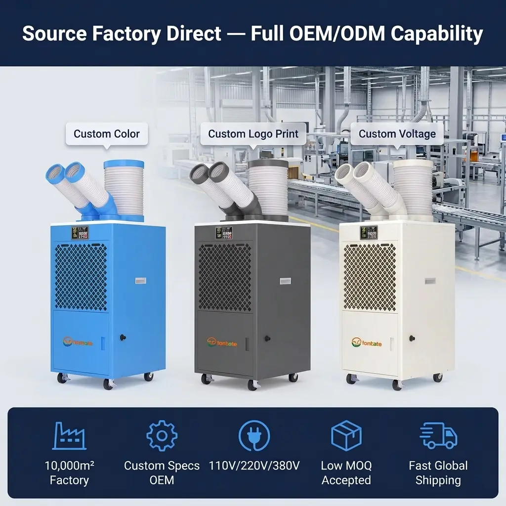 OEM/ODM Portable Industrial AC Unit Caster Wheel Warehouse Server Room Emergency Temporary Cooling Machine