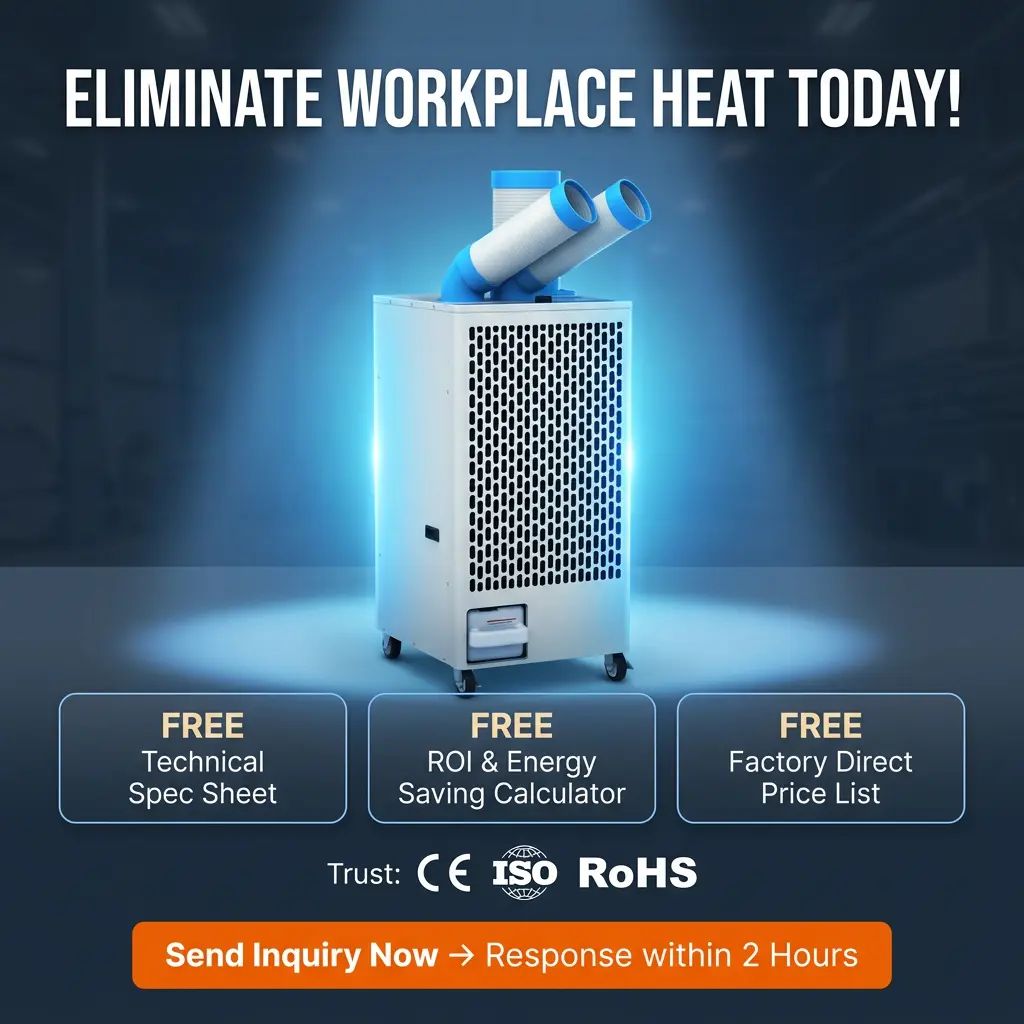 OEM White Metal Body 24 7 Dual Duct Cold Heat Isolation Portable Spot Cooler Industrial Air Conditioner for Workshop