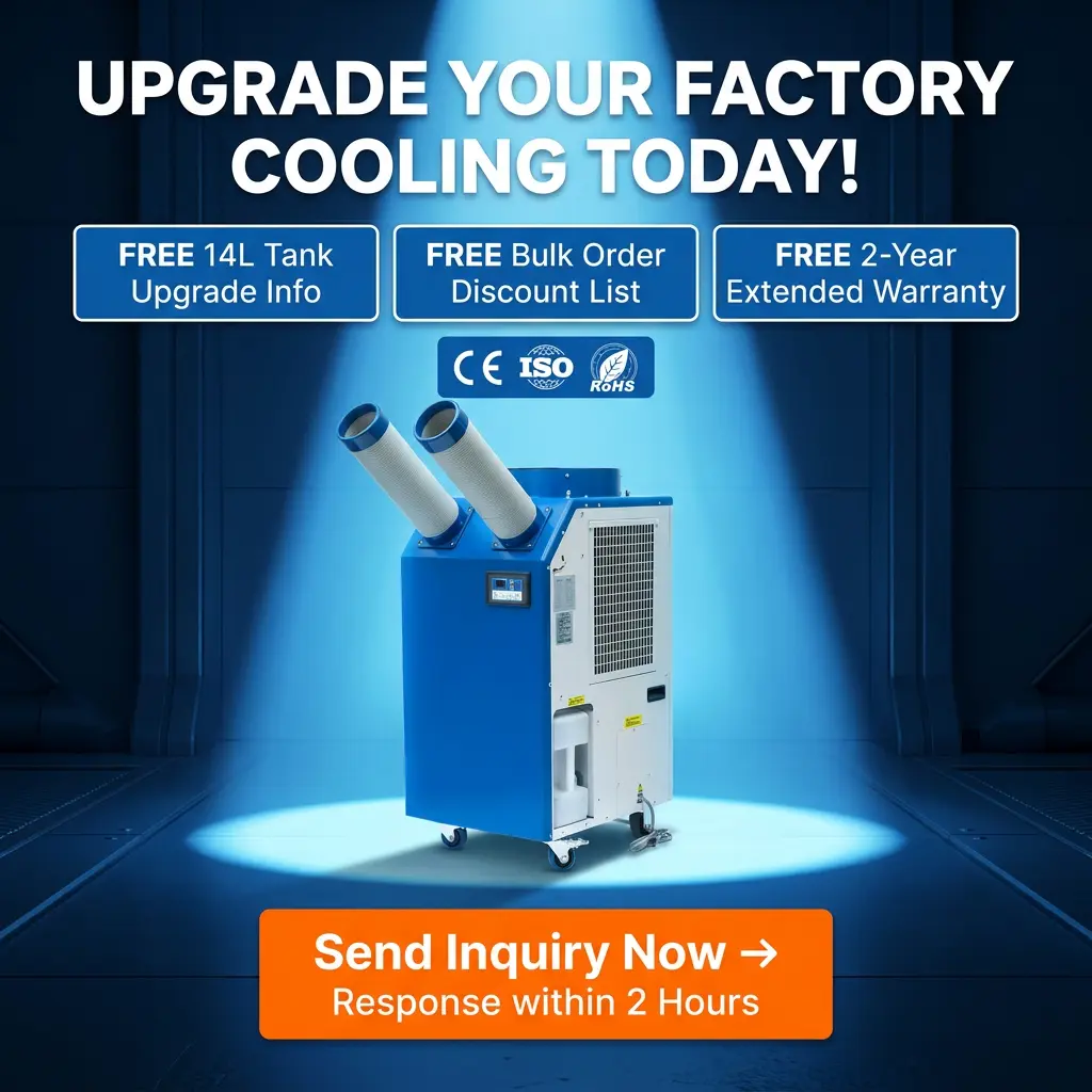 OEM 14L Large Tank 2700W Power 9300BTU Rotary Compressor Portable Spot Cooler Industrial Air Conditioner for Workshop