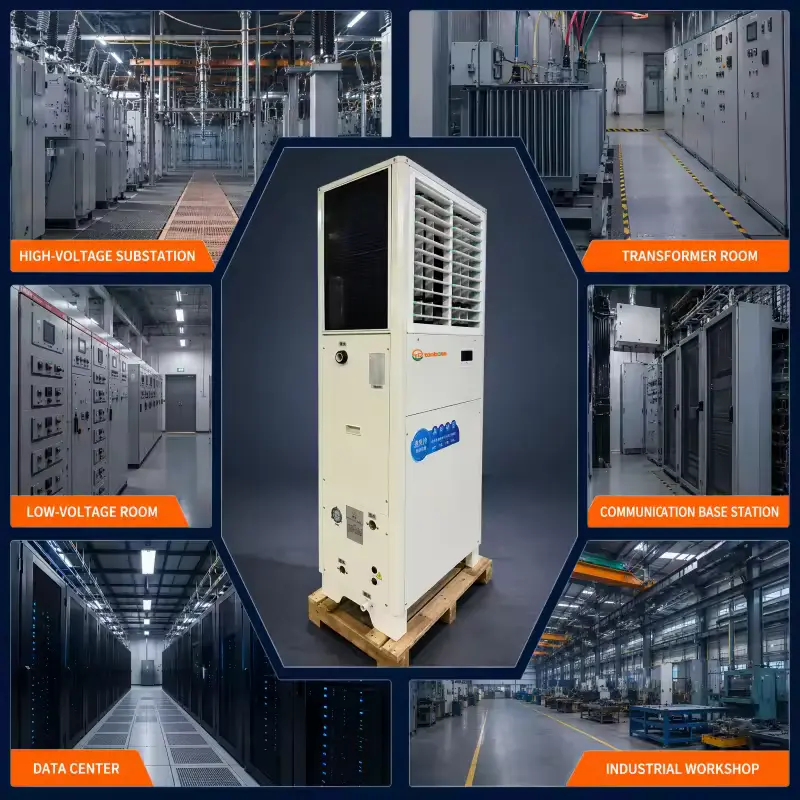 Custom 380V 50Hz 25kW Vertical Evaporative Cooling Unit with Side Inlet Panel for Factory Industrial Air Conditioning