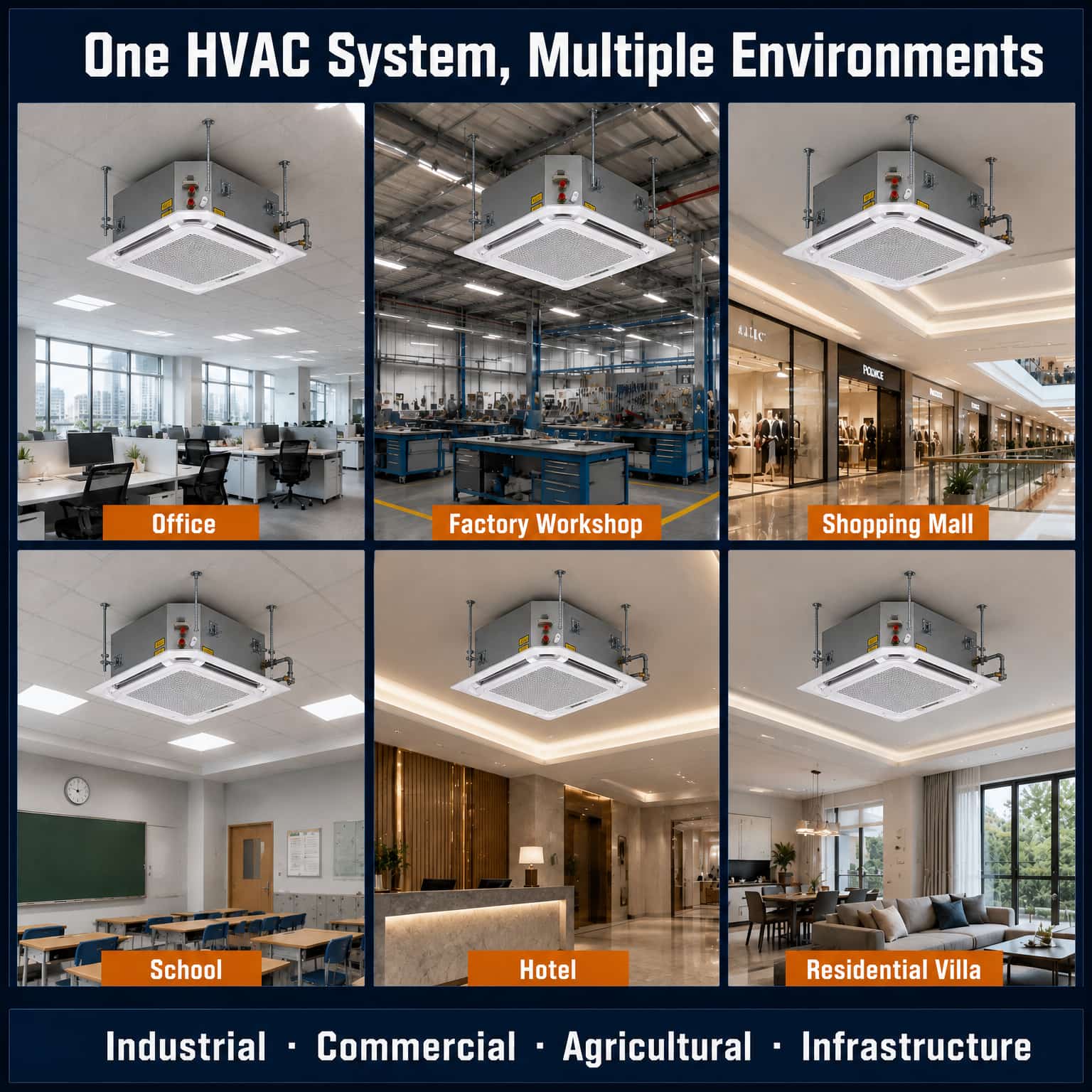 4-Way Ceiling Cassette Fan Coil Unit