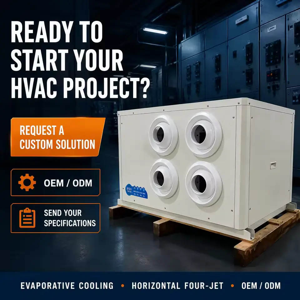 Custom 380V 50Hz Horizontal Cooling Unit with Four Circular Jet Outlets for Warehouse Industrial Air Conditioning