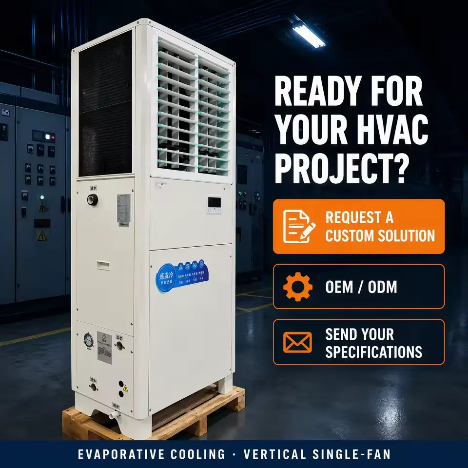 Custom 380V 50Hz 25kW Vertical Evaporative Cooling Unit with Side Inlet Panel for Factory Industrial Air Conditioning