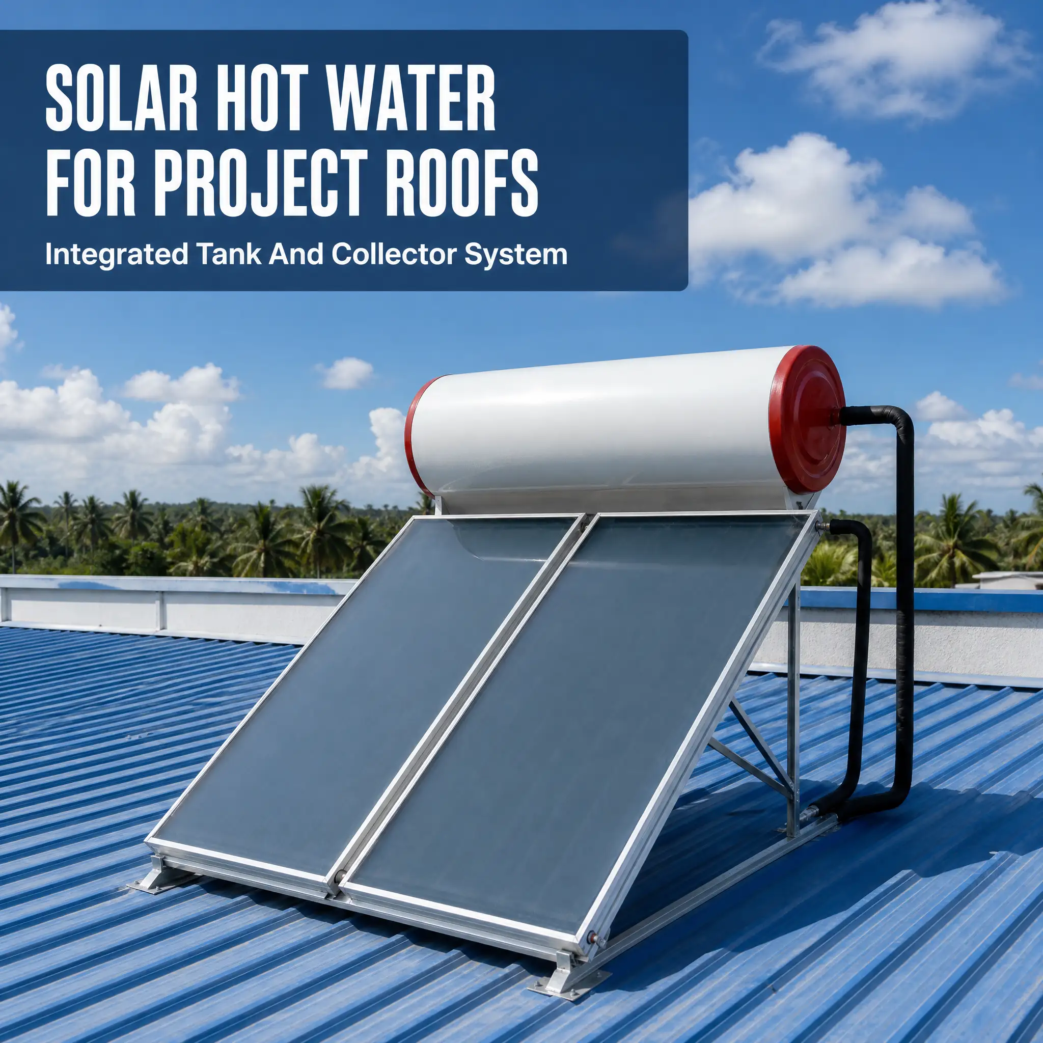 Direct Indirect Heating Forms With Metal Support Frame For Rooftop Project Installation Integrated Solar Hot Water Tank