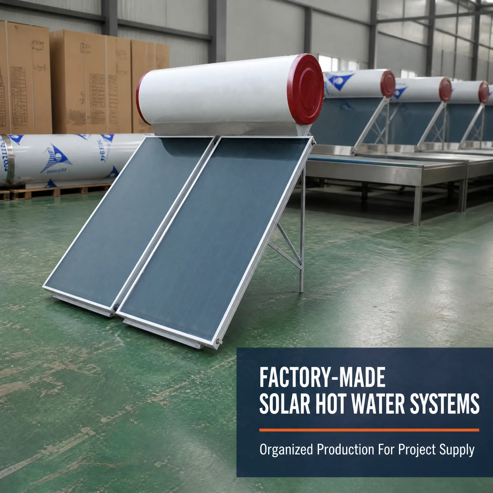 Direct Indirect Heating Forms With Metal Support Frame For Rooftop Project Installation Integrated Solar Hot Water Tank
