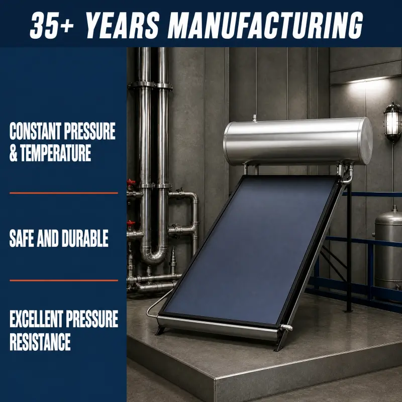 Rooftop Flat Plate Collector System With Horizontal Cylinder For Commercial Use Stainless Steel Solar Hot Water Tank Rooftop Flat Plate Collector System With Horizontal Cylinder For Commercial Use Stainless Steel Solar Hot Water Tank