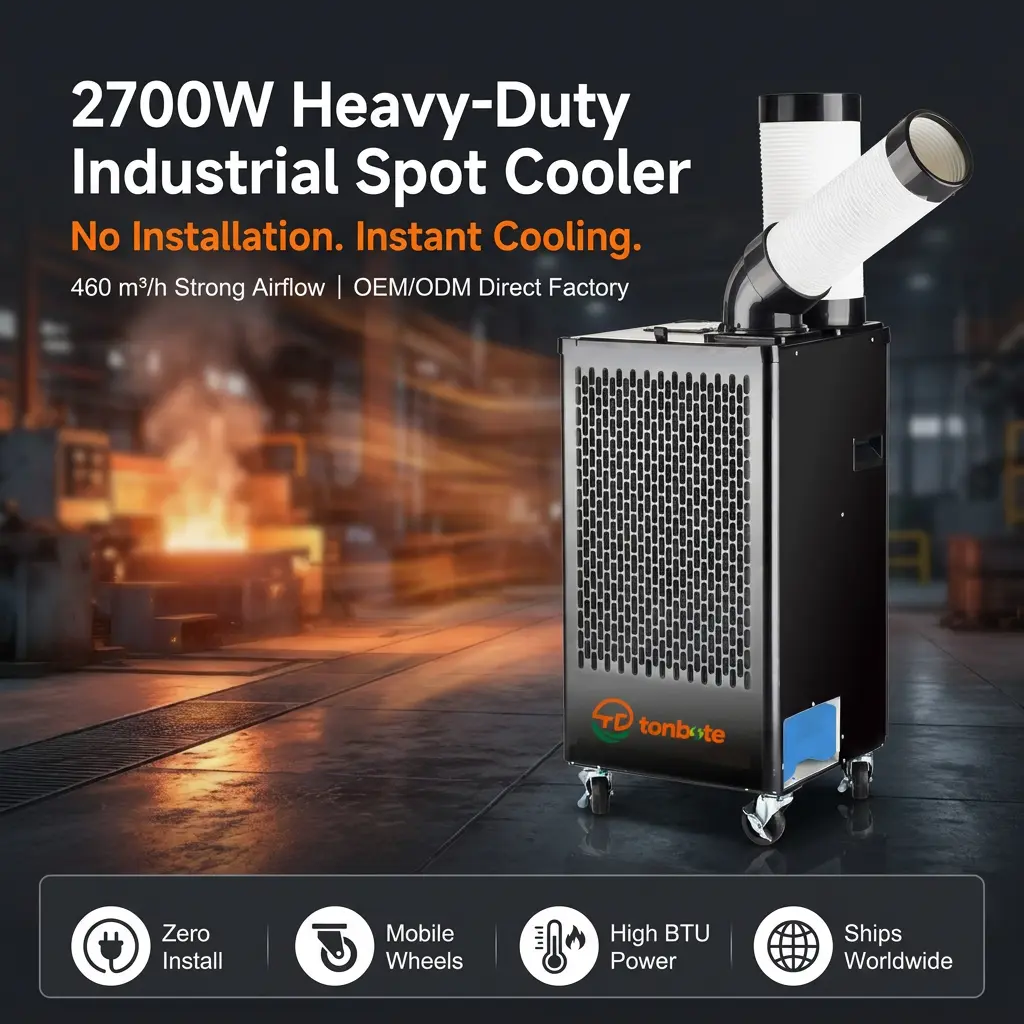 ODM 460m3h Airflow Steel Casing Adjustable Vent Spot Air Conditioner Floor Standing AC in Logistics Storage Warehouse ODM 460m3h Airflow Steel Casing Adjustable Vent Spot Air Conditioner Floor Standing AC in Logistics Storage Warehouse
