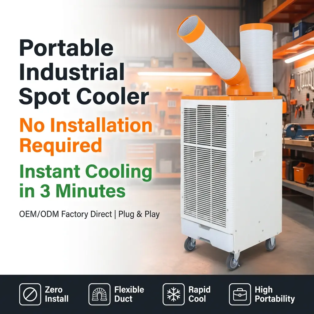 OEM Orange White Japanese Style 3 Min Rapid Cooling Spot Cooler Industrial Air Conditioner for Metalworking Workshop OEM Orange White Japanese Style 3 Min Rapid Cooling Spot Cooler Industrial Air Conditioner for Metalworking Workshop