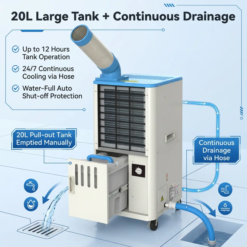 Professional 18 to 45C Rated Anti Corrosion Steel Body Rapid Cool Down Mobile AC Cabinet Cooling Machine in Elite Factory