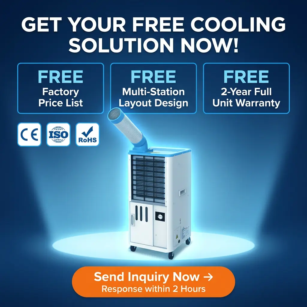 Professional 18 to 45C Rated Anti Corrosion Steel Body Rapid Cool Down Mobile AC Cabinet Cooling Machine in Elite Factory